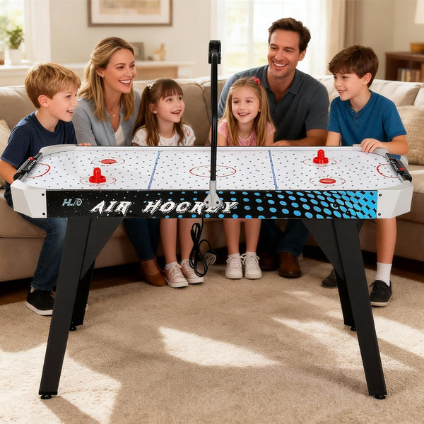 54" Air Hockey Table with LED Electronic Scoring & Powerful Motor, Large Arcade Game Table for Game Room, Home & Office, Hockey Game for Kids & Adults