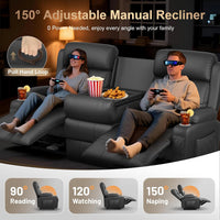 RV Loveseat Recliner Sofa, Home Theater Seating with Console & Massage