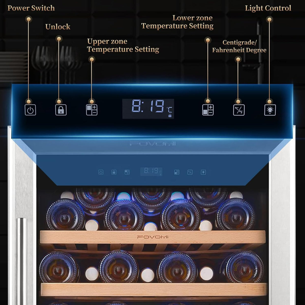 Wine Fridge 52-Bottle Wine Cooler Refrigerators Dual-Zone