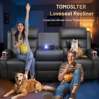 RV Loveseat Recliner Sofa, Home Theater Seating with Console & Massage